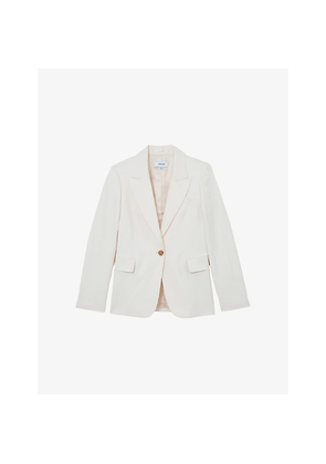 Womens Reiss Malin Peak-Lapel Single-Breasted Woven Blazer