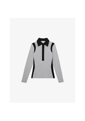 Womens Reiss Denise Colour-Block Stretch-Jersey Shirt