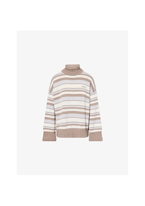 Womens Sisters & Seekers Stripe-Print Roll-Neck Knitted Cotton-Blend Jumper