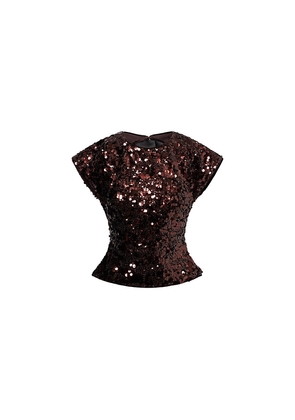 Womens Ganni Bow-Embroidered Sequin-Embellished Velvet Top
