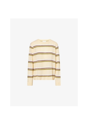 Womens Reformation Stripe-Print Round-Neck Cashmere Jumper