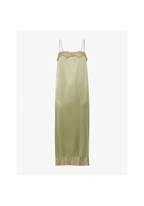 Womens Reformation Mackenzie Lace-Trim Silk Midi Dress