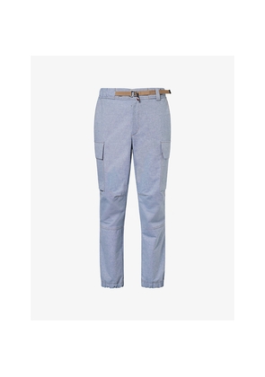 Mens Moncler Grenoble Patch-Pocket Chambray Cotton Trousers