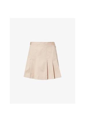 Womens Lacoste Pleated Logo-Embroidered Cotton-Blend Mini Skirt