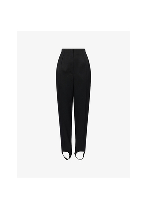 Womens Mugler Satin-Stripe Stirrup Wool Trousers