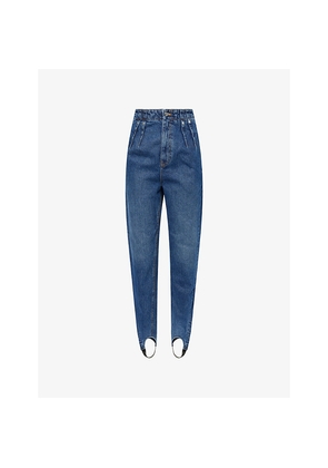 Womens Mugler Slim-Leg Stirrup Denim Jeans