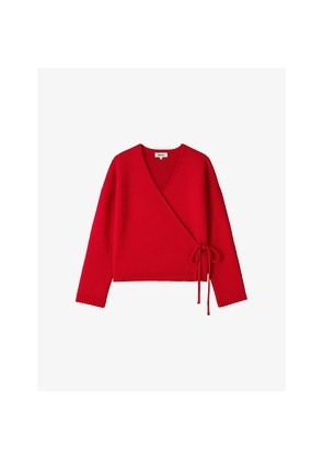 Womens Ro&Zo Wrap-Over Front Wool-Blend Cardigan