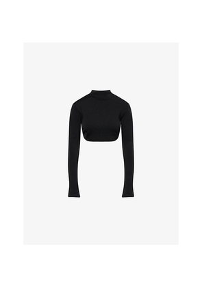 Womens Mugler Mock-Neck Open-Back Knitted Top