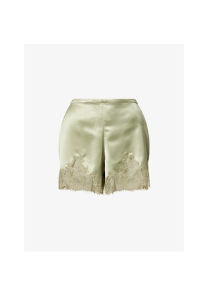 Womens Reformation Fern Floral-Lace Satin Shorts