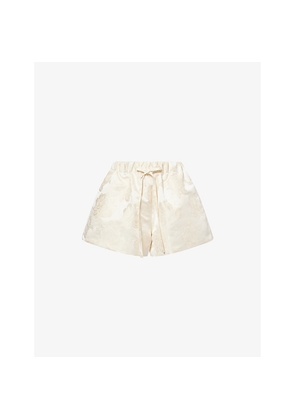 Womens Simone Rocha Rose-Print Jacquard Woven Shorts