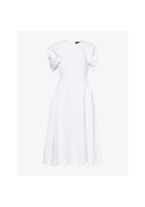 Womens Simone Rocha Rose Puff-Sleeve Cotton Midi Dress