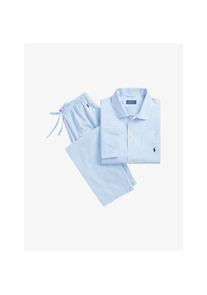 Mens Polo Ralph Lauren Gingham-Pattern Long-Sleeve Cotton-Poplin Pyjama Set