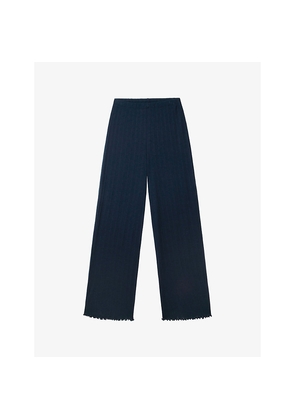 Womens The White Company Pointelle Elasticated-Waist Stretch-Jersey Trousers