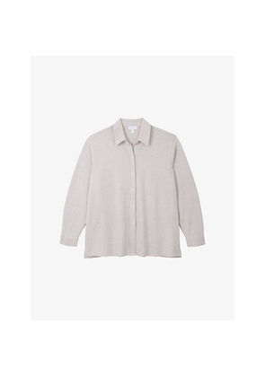 Womens The White Company Relaxed-Fit Jersey Cotton-Blend Shirt