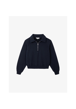 Womens The White Company Travel Half-Zip Cotton-Jersey Sweatshirt