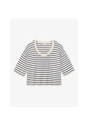 Womens The White Company Boxy Stripe Cotton-Blend Jumper