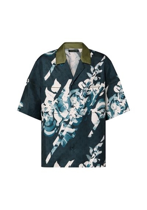Monogram Printed Short-Sleeved Silk Shirt