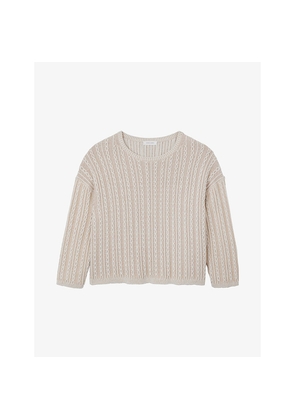 Womens The White Company Plated Cable-Knit Cotton Jumper