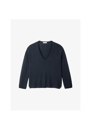 Womens The White Company Textured-Stitch V-Neck Wool and Cashmere-Blend Jumper