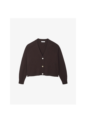 Womens The White Company Cropped V-Neck Wool and Cashmere-Blend Cardigan
