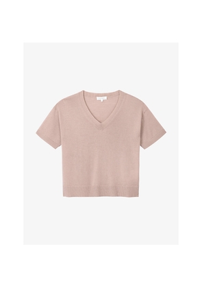 Womens The White Company V-Neck Short-Sleeve Merino-Wool T-Shirt