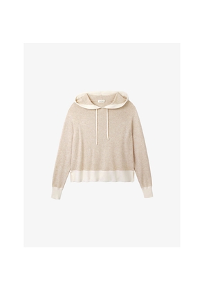 Womens The White Company Stripe-Detail Relaxed-Fit Wool and Cashmere-Blend Hoody