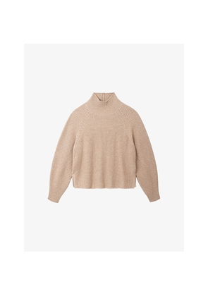 Womens The White Company Funnel-Neck Ribbed Wool and Cashmere-Blend Jumper