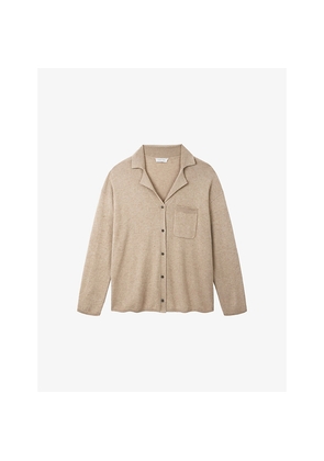 Womens The White Company Button-Down Long-Sleeve Wool and Cashmere-Blend Shirt