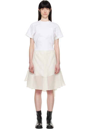sacai Off-White Spun Organza & Cotton Jersey Midi Dress