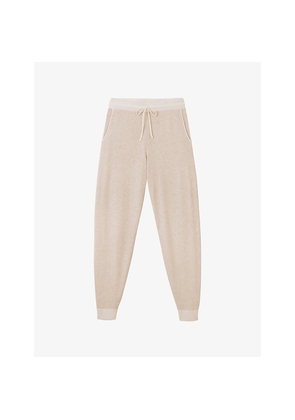Womens The White Company Contrast-Trim Drawstring-Waistband Wool-Blend Jogging Bottoms
