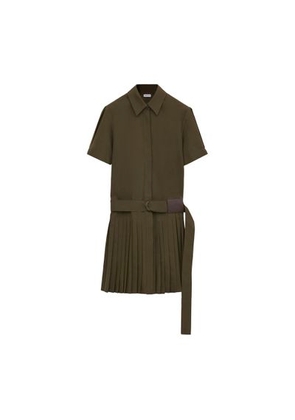 Pleated cotton and polyester dress