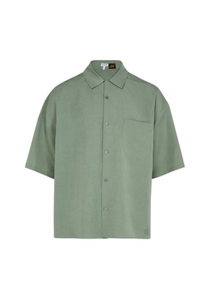 Short-sleeved linen and viscose shirt