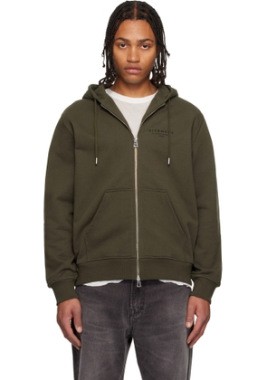 Givenchy Khaki Zipped Fleece Hoodie