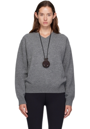 COOR Gray Wool V-Neck Sweater