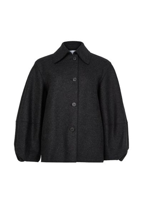 Puff-sleeved jacket in pressed wool