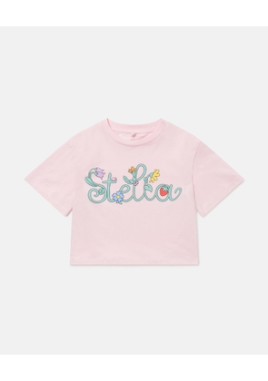 Stella McCartney - Stella Vine Cropped Graphic T-Shirt, Woman, Pink, Size: 6