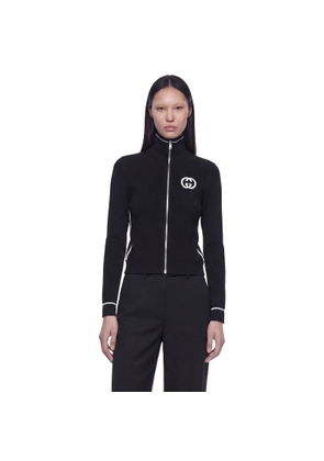 Ribbed Zip Jacket With Intarsia