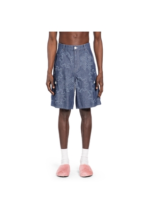 Frayed Sun Motif Cargo Shorts