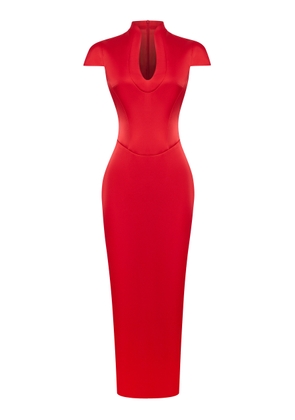 Rasario Side-Slit Satin Midi Dress - Moda Operandi