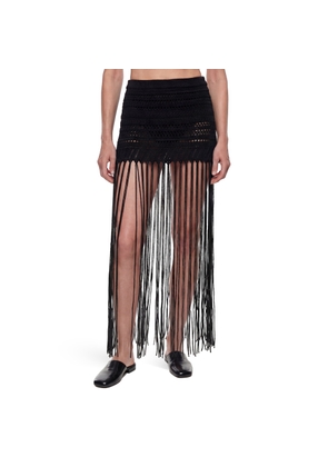 Fringed Crochet Knit Skirt
