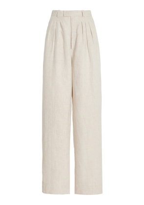 Posse Exclusive Louis Pleated Linen Wide-Leg Trousers - Moda Operandi