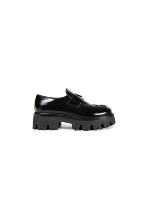Brushed Leather Platform Loafers