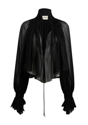 Khaite Durer Pleated Silk-Chiffon Top - Moda Operandi