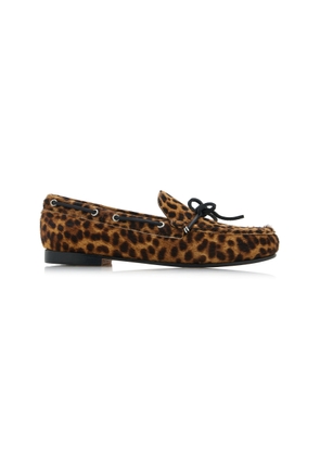 FRĒDA SALVADOR Morgan Leopard Pony Hair Boat Shoes - Moda Operandi
