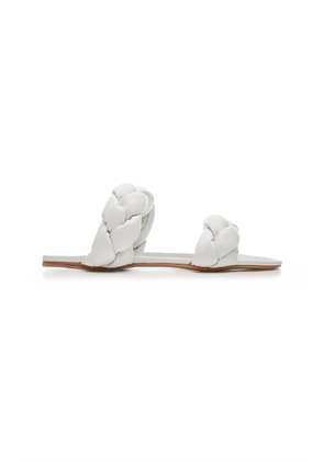 Miu Miu Puffy Braided Leather Slide Sandals - Moda Operandi
