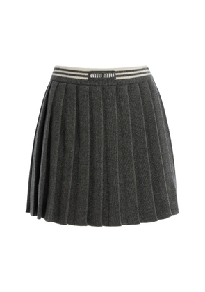 Miu Miu Pleated Cashmere-Wool Mini Skirt - Moda Operandi