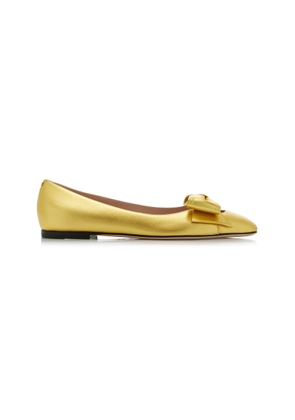 Valentino Garavani Bowow Metallic Leather Ballet Flats - Moda Operandi