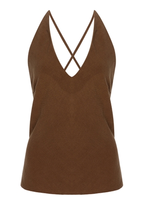 Anemos Plunging Bias-Cut Linen-Blend Top - Moda Operandi