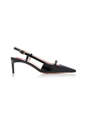 Roger Vivier Mini-Buckle Leather Slingback Pumps - Moda Operandi