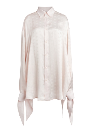 Balenciaga Knotted-Cuff Logo-Jacquard Silk Shirt - Moda Operandi